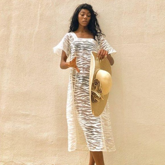 Urban Outfitters Other - URBAN OUTFITTERS Sheer Zebra Striped Swim Cover-up